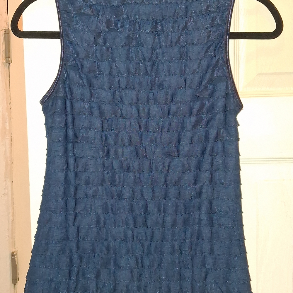 NY Collection Navy Ruffle Tank Top - Picture 5 of 7